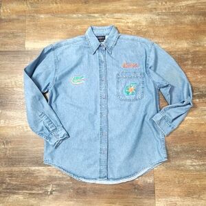 Denim Blue Embroidered Men's Shirt